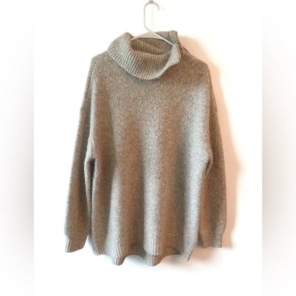 Reiss Cassie Wool Alpaca Blend Zip Collar Sweater Women’s Medium Beige Oversized - Picture 11 of 11